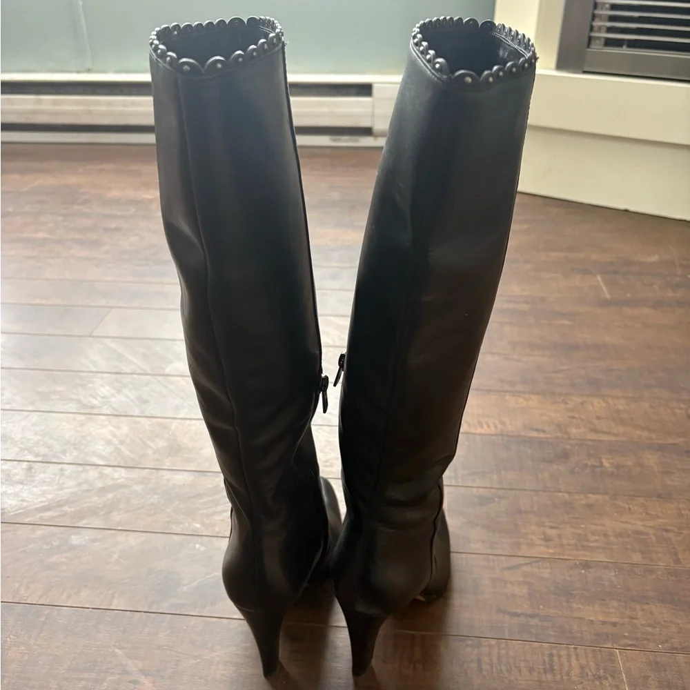 Coach Jade Black Tall leather boots with studded trim - Picture 4 of 14